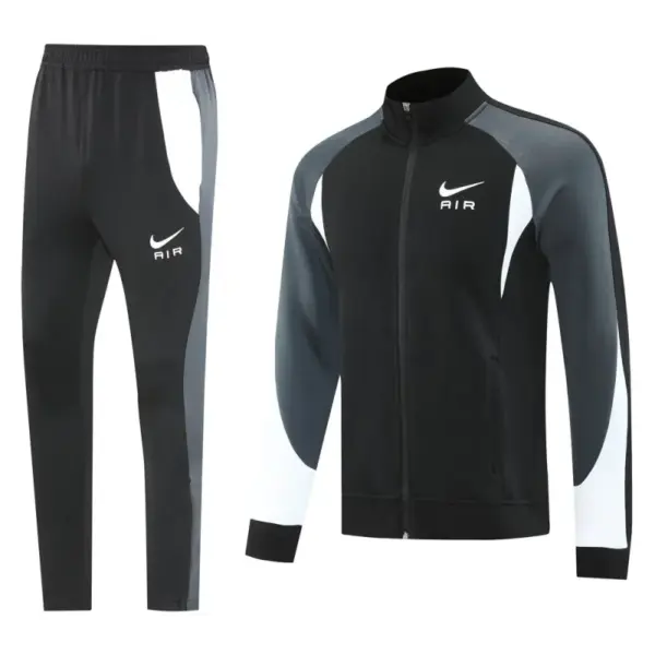 2025 Nike Air Black Tracksuit Set with Gray and White Accents Full Zipper Jacket