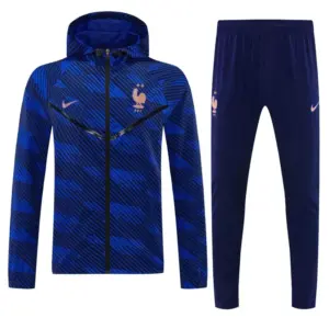 2026 France Navy Blue Full Zipper Hooded Jacket Tracksuit + Long Pants