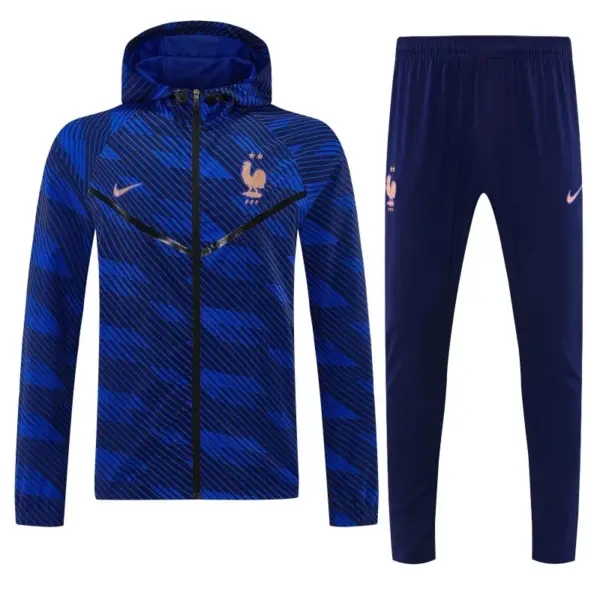2026 France Navy Blue Full Zipper Hooded Jacket Tracksuit + Long Pants