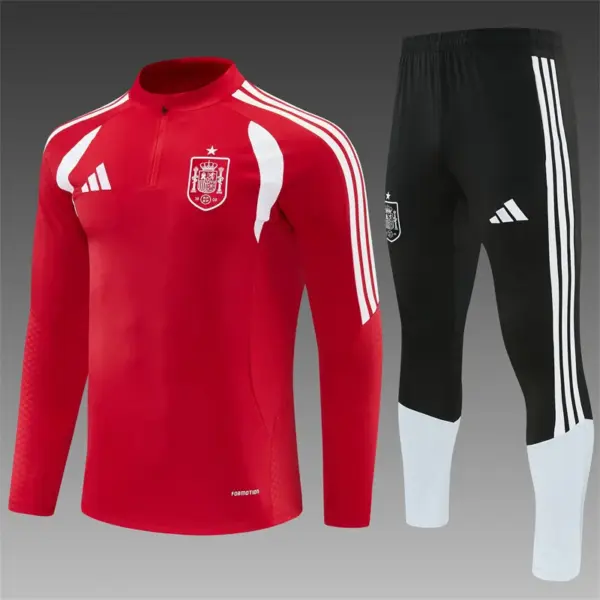 2026 Spain Red Half Zipper Jacket Tracksuit + Long Pants