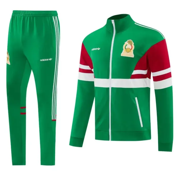 2026-27 Mexico Green & Red Retro Full Zipper Jacket Tracksuit + Long Pants (Adid