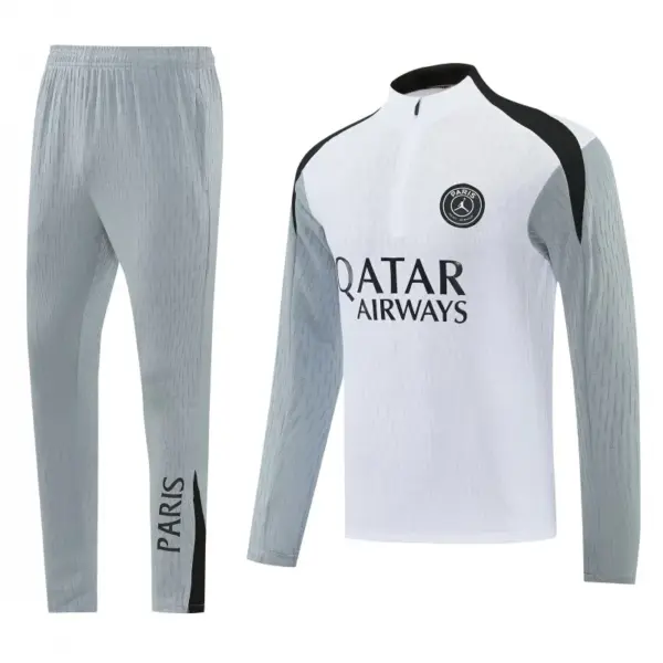 2026-27 Paris Saint-Germain White Half Zipper Jacket Tracksuit + Light Grey Long