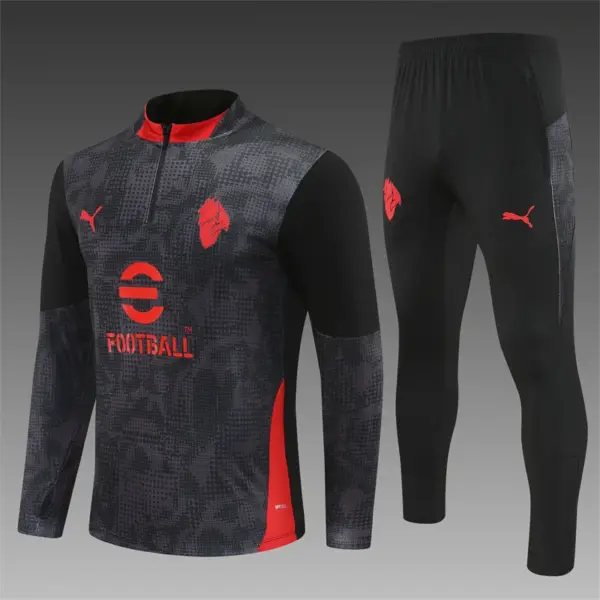 AC Milan Black Camouflage Half Zipper Jacket+Long Pants