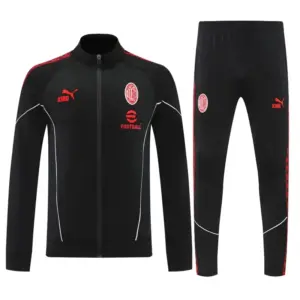 AC Milan Black Full Zipper Jacket Tracksuit + Long Pants