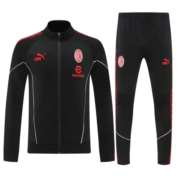 AC Milan Black Full Zipper Jacket Tracksuit + Long Pants