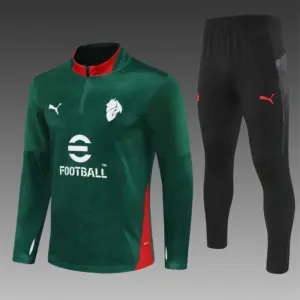 AC Milan Green Camouflage Half Zipper Jacket+Long Pants