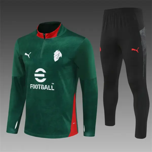 AC Milan Green Camouflage Half Zipper Jacket+Long Pants