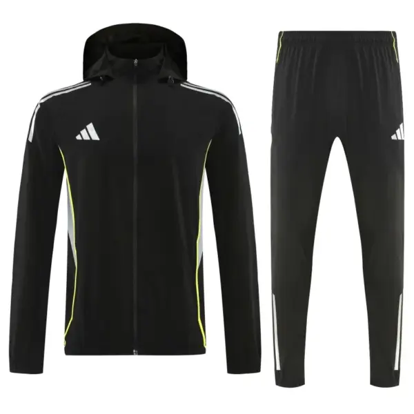 Adidas Black Full Zipper Hooded Jacket Tracksuit + Long Pants