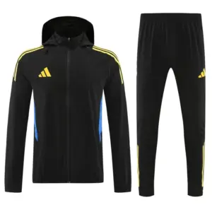 Adidas Black With Yellow logo Full Zipper Hooded Jacket Tracksuit + Long Pants