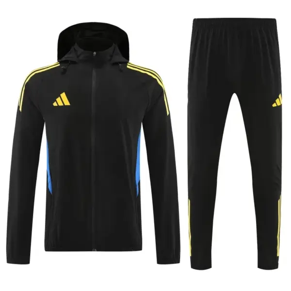 Adidas Black With Yellow logo Full Zipper Hooded Jacket Tracksuit + Long Pants