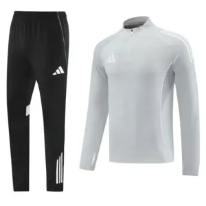 Adidas Light Grey Full zipper Jacket Tracksuit+ long pants