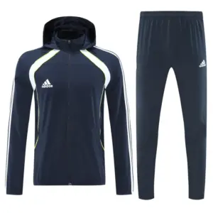 Adidas Navy Blue Full Zipper Hooded Jacket Tracksuit + Long Pants