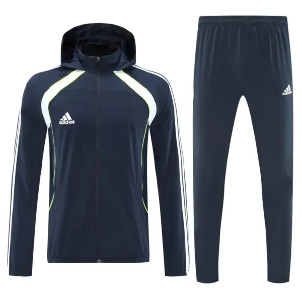 Adidas Navy Blue Full Zipper Hooded Jacket Tracksuit + Long Pants