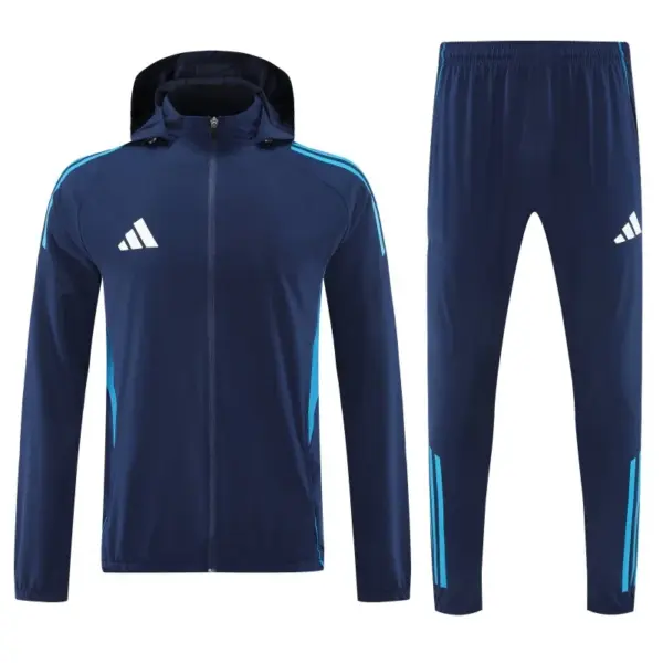 Adidas Navy Blue With White logo Full Zipper Hooded Jacket Tracksuit + Long Pant