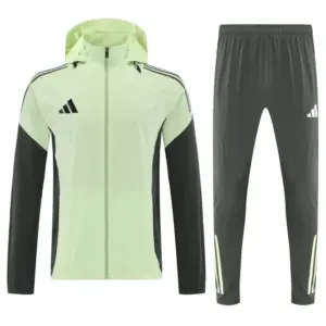 Adidas Neon Green Full Zipper Hooded Jacket Tracksuit + Long Pants
