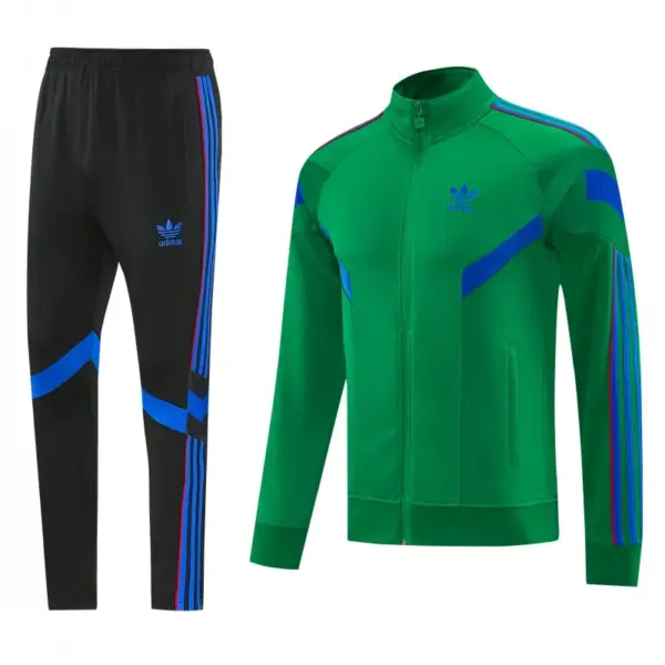 Adidas Originals Green Full Zipper Jacket Tracksuit + Royal Blue Long Pants
