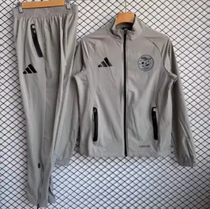 Algeria National Team Grey with Black Full zipper Jacket Tracksuit+ long pants
