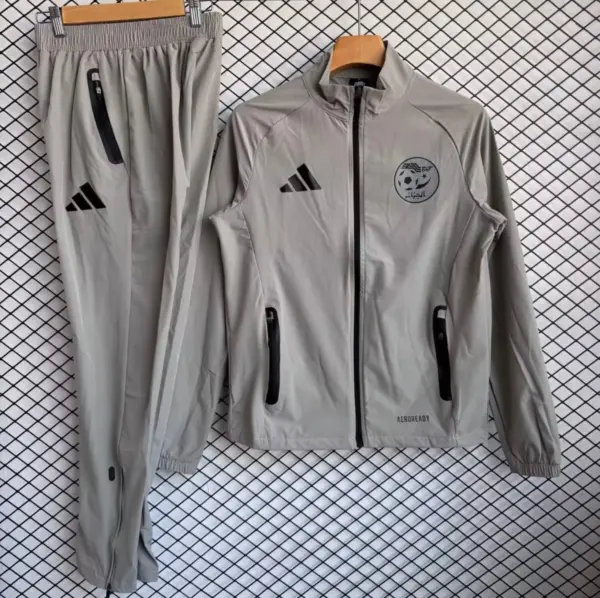 Algeria National Team Grey with Black Full zipper Jacket Tracksuit+ long pants