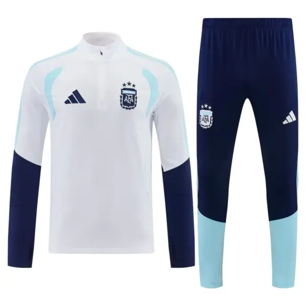 Argentina White Half Zipper Jacket Tracksuit + Long Pants