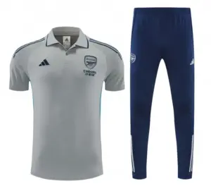 Arsenal Grey Polo Training Shirt + Long Pants Tracksuit