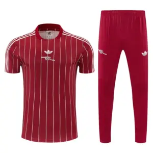 Arsenal Red Stripes Short Sleeve Tracksuit + Long Pants