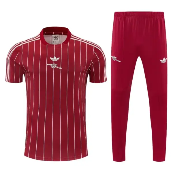 Arsenal Red Stripes Short Sleeve Tracksuit + Long Pants