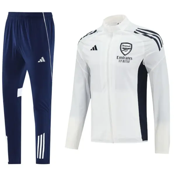 Arsenal White Half Zipper Jacket+Long Pants