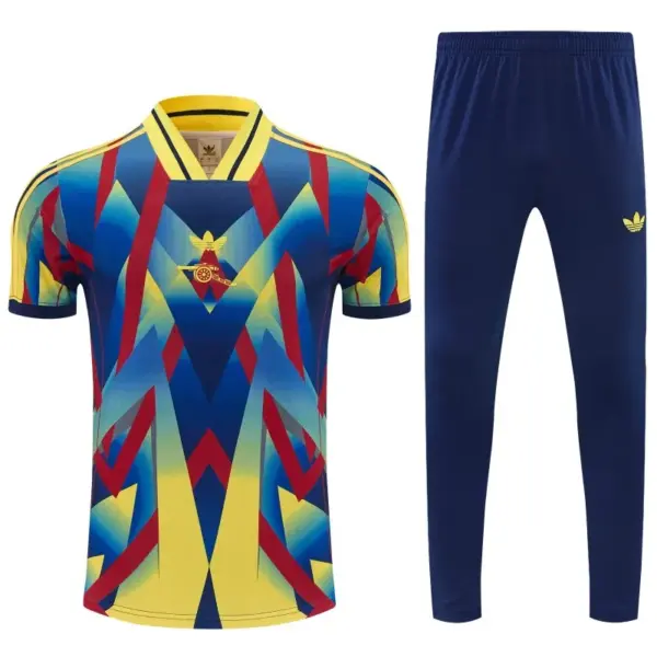 Arsenal Yellow Blue Red Geometric Multicolor Short Sleeve Tracksuit + Long Pants