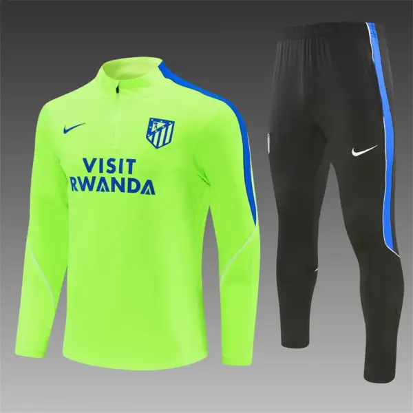 Atlético Madrid Third Fluorescent Green Half Zipper Jacket Tracksuit + Long Pant
