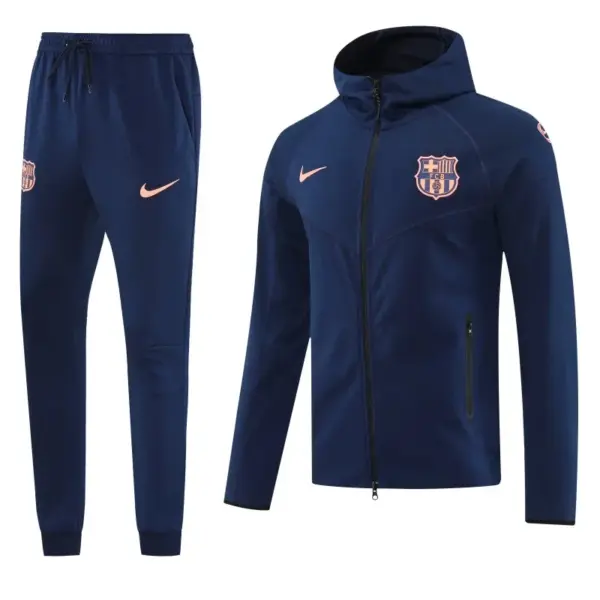Barcelona 01 Royal Blue Hoodie Full Zipper Jacket+Long Pants