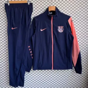 Barcelona Navy Blue with Pink Full zipper Jacket Tracksuit+ long pants