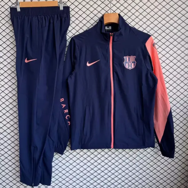 Barcelona Navy Blue with Pink Full zipper Jacket Tracksuit+ long pants