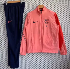 Barcelona Pink with Navy Full zipper Jacket Tracksuit+ long pants