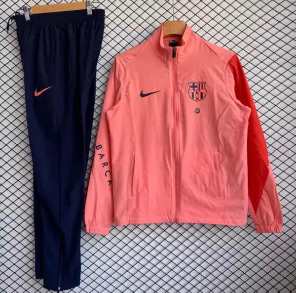 Barcelona Pink with Navy Full zipper Jacket Tracksuit+ long pants