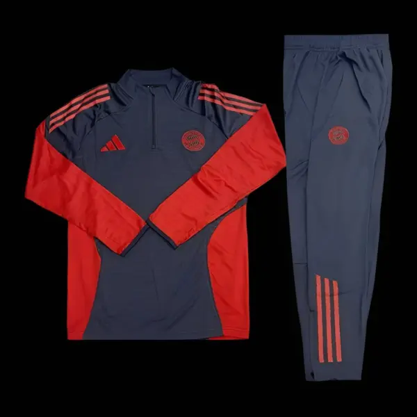 Bayern Munich Grey with Red Color Block Half Zipper Jacket Tracksuit +Long Pants