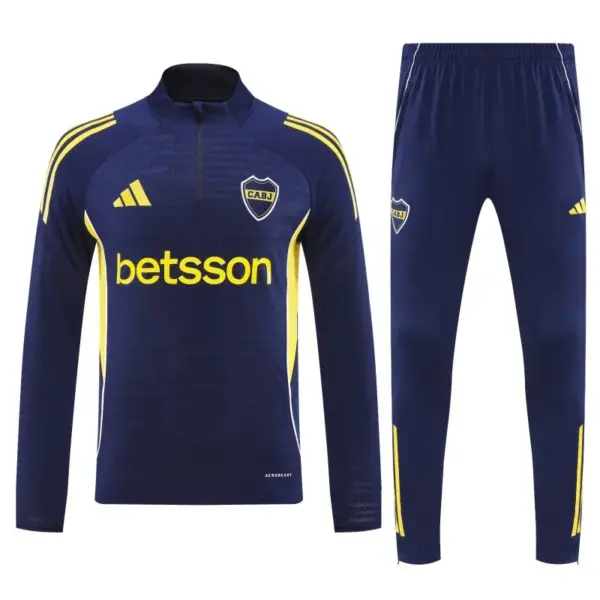 Boca Juniors Navy Blue with Yellow Stripes Half Zipper Jacket Tracksuit +Long Pa