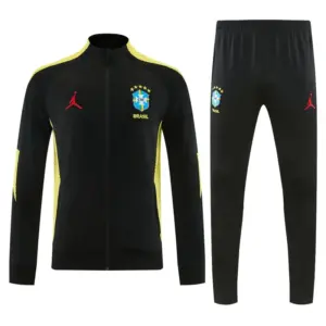 Brazil Black Full Zipper Jacket Tracksuit + Long Pants