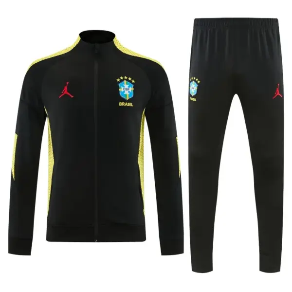 Brazil Black Full Zipper Jacket Tracksuit + Long Pants