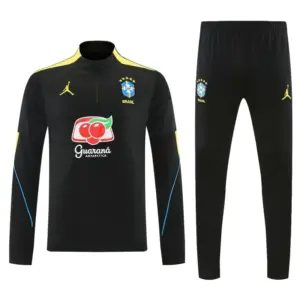 Brazil Black Half Zipper Jacket Tracksuit + Long Pants