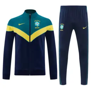 Brazil Teal&Navy Blue Full Zipper Jacket Tracksuit + Long Pants