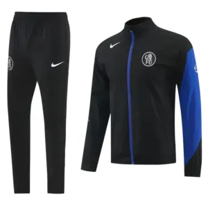 Chelsea Black Full Zipper Hooded Jacket Tracksuit + Long Pants