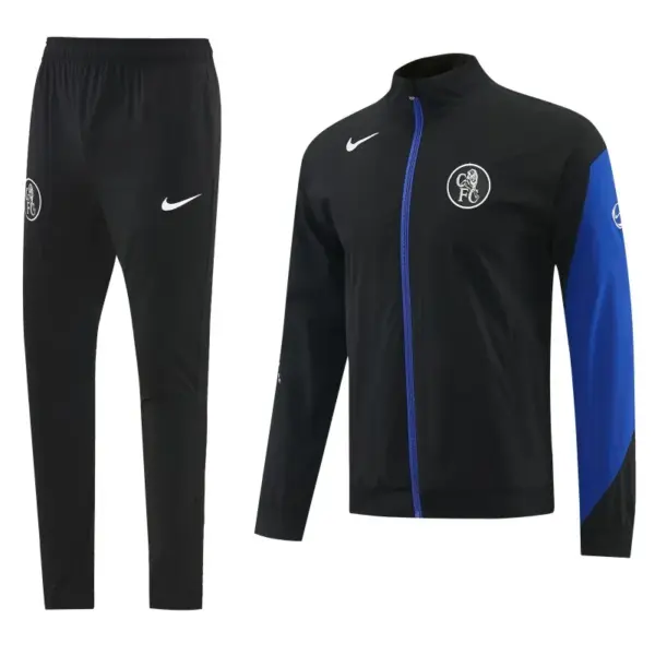 Chelsea Black Full Zipper Hooded Jacket Tracksuit + Long Pants