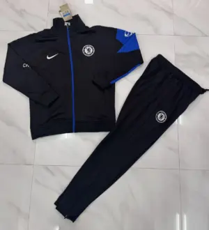 Chelsea Black with Blue Accents FULL Zipper Jacket Tracksuit +Long Pants