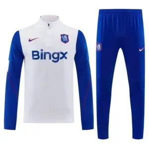 Chelsea White & Blue Half Zipper Jacket Tracksuit + Long Pants