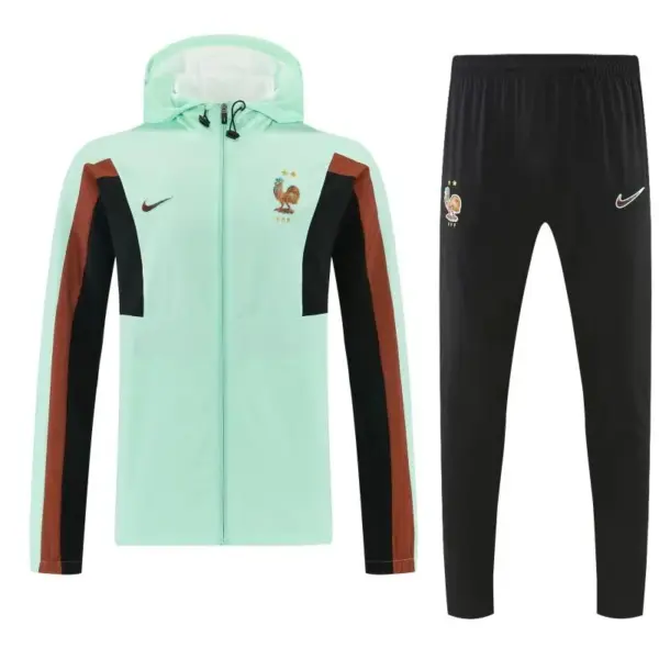France Light Green Full Zipper Hooded Jacket Tracksuit + Long Pants