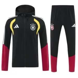 Germany Black Full Zipper Jacket Tracksuit + Long Pants