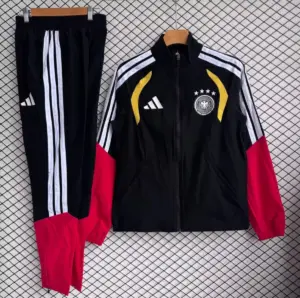Germany Black with Red Full zipper Jacket Tracksuit+ long pants