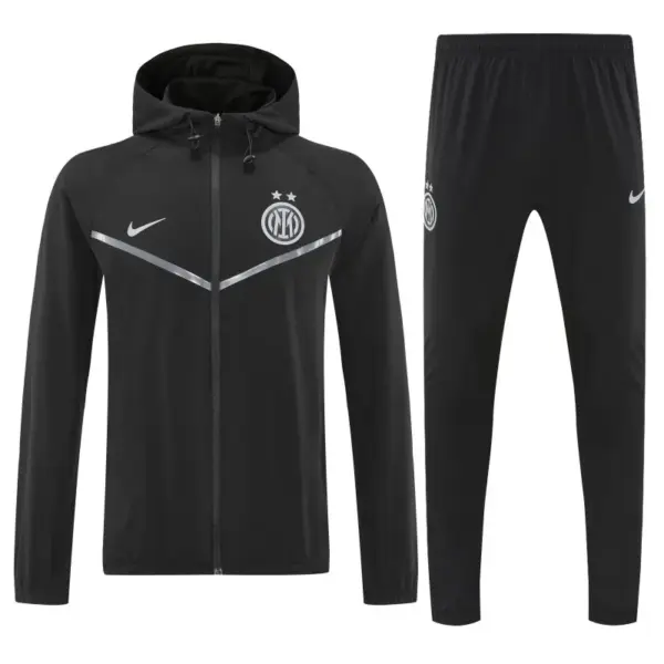 Inter Milan Black Full zipper Jacket Tracksuit+ long pants