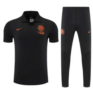 Inter Milan Black Polo Training Shirt + Long Pants Tracksuit