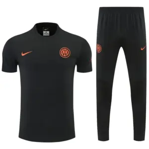 Inter Milan Black Short Sleeve Tracksuit + Long Pants